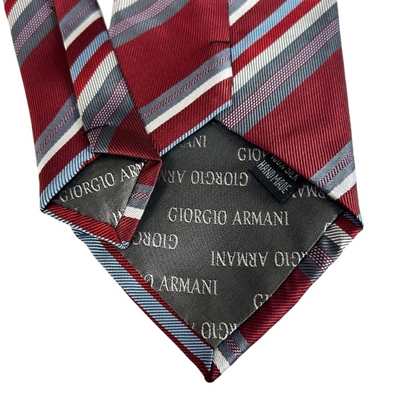 Giorgio Armani Tie Necktie Classic Stripe Luxury Brand Handmade Italy Embossed - Picture 7 of 11